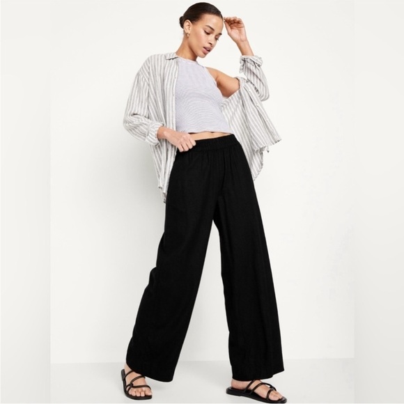 NWT! High-Waisted Linen-Blend Wide-Leg Pants - Multiple Sizes🌸 - Picture 3 of 8